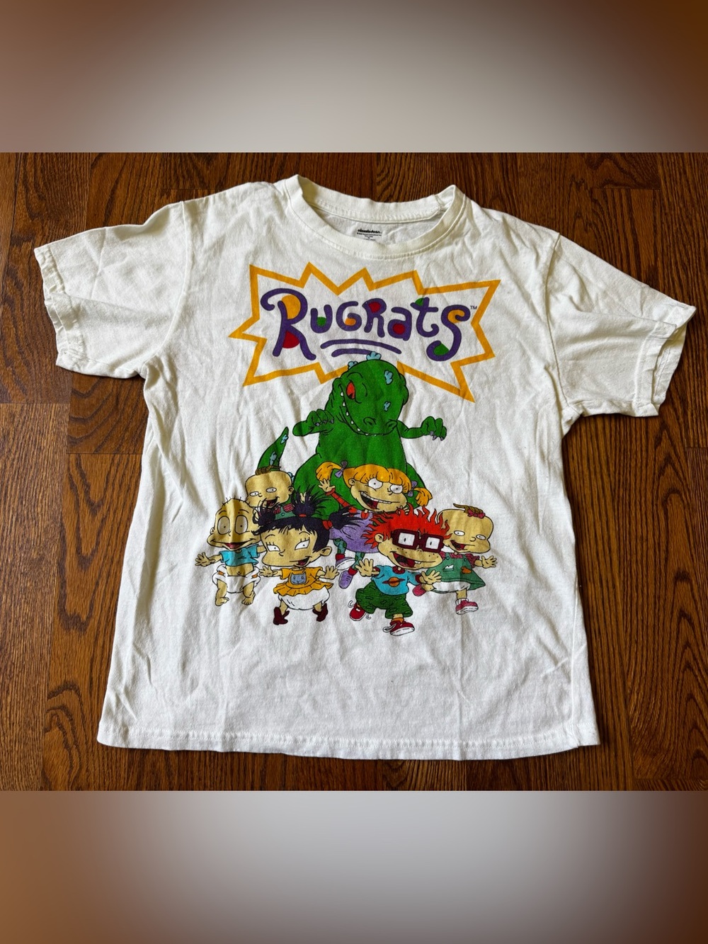 Nickelodeon Rugrats Full Cast Graphic T-Shirt White Size M 90s Cartoon Tee